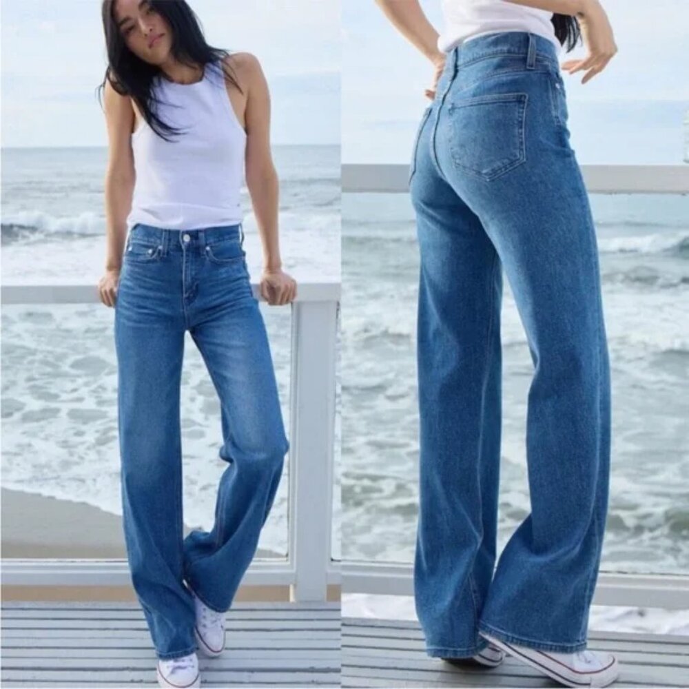 AYR The Secret Sauce Wide Leg Jeans 'Old School' Medium Wash Womens 25 Short